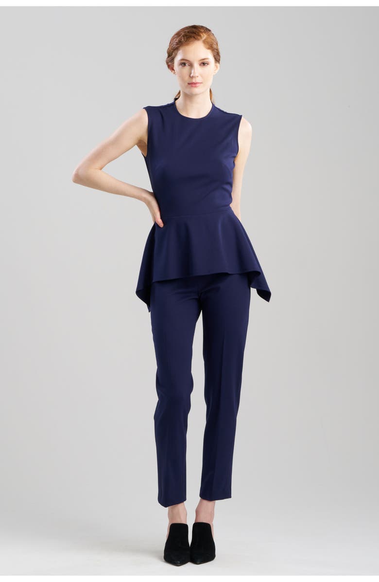 Natori Compact Knit Peplum Top, Main, color, Midnight Navy