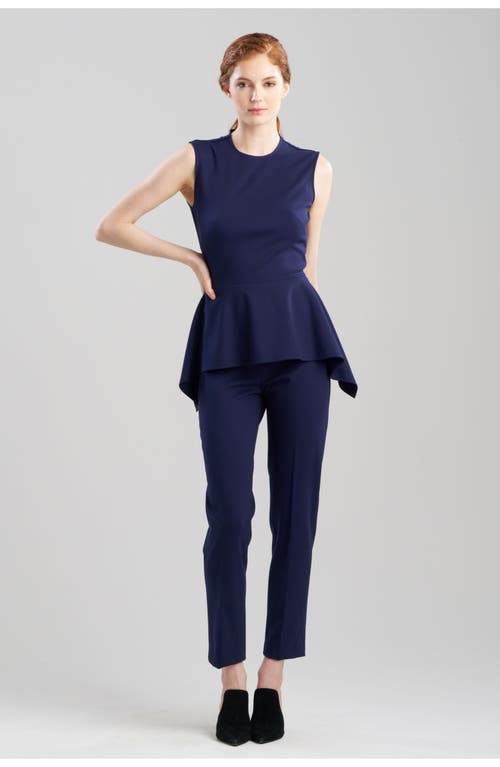 Natori Compact Knit Peplum Top In Midnight Navy