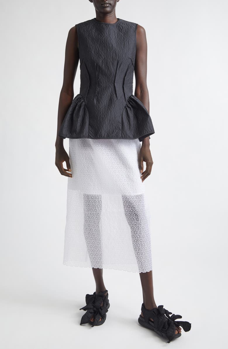 Cecilie Bahnsen Donna Windflower Embroidered Organza Midi Skirt, Alternate, color, White