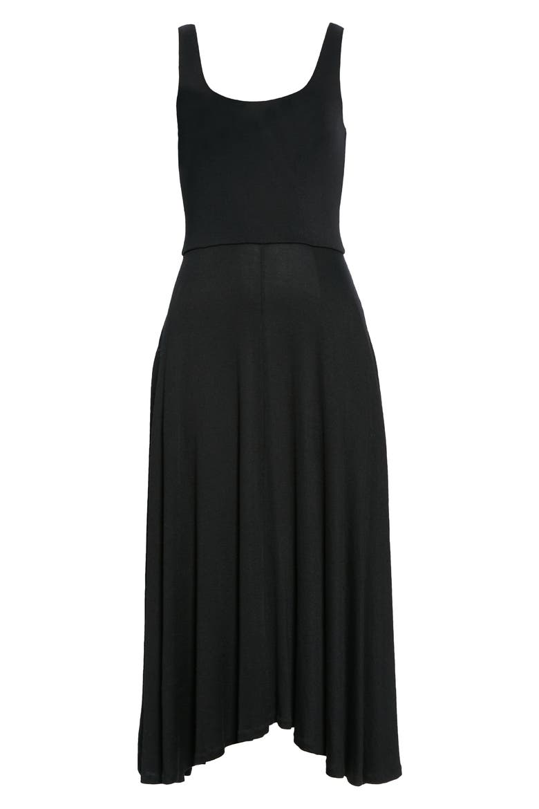 Handkerchief Hem Sleeveless Tank Dress, Alternate, color, BLACK