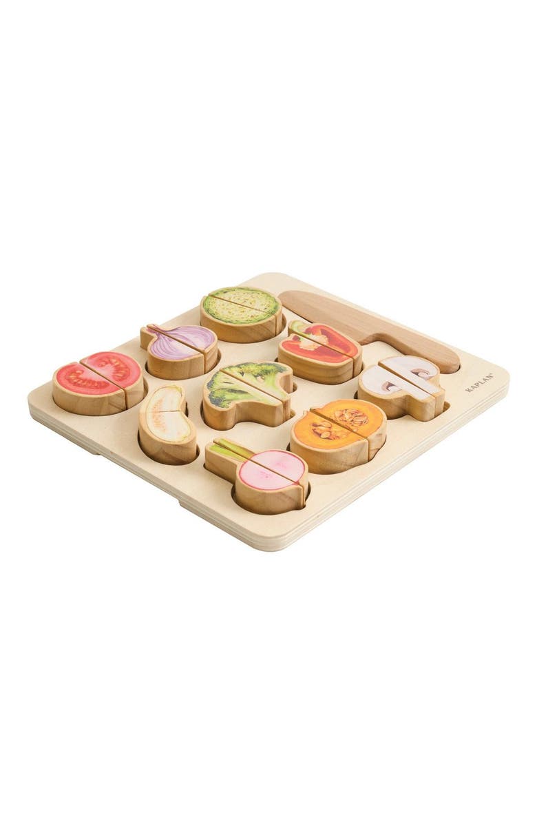 Kaplan Early Learning Company Wooden Slice 
Match Vegetable Puzzle, Alternate, color, Beige