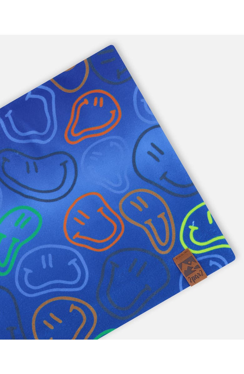 Deux par Deux Boy Stretch Jersey Smileys Neck Tube, Alternate, color, Blue Printed Smileys