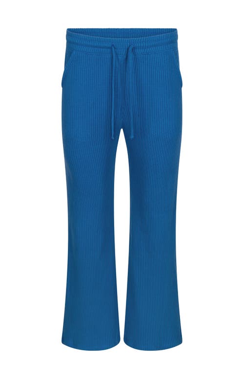 Lezat Jules Waffle Knit Organic Cotton Drawstring Pant In Blue