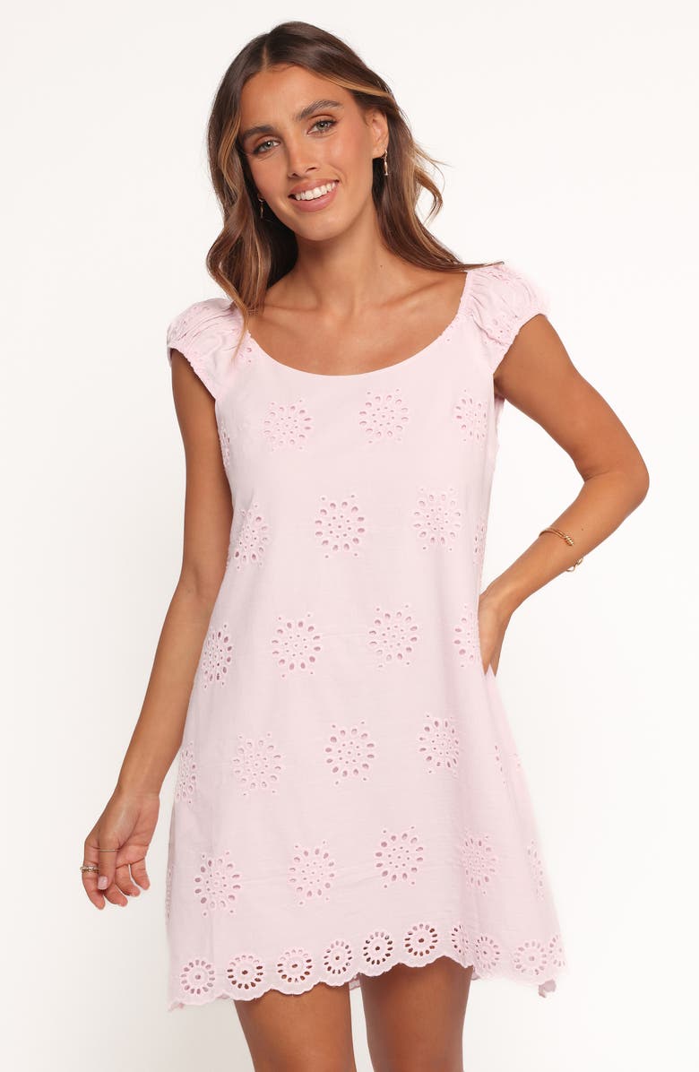 Petal & Pup Pammy Eyelet Cotton Minidress, Alternate, color, Pale Pink