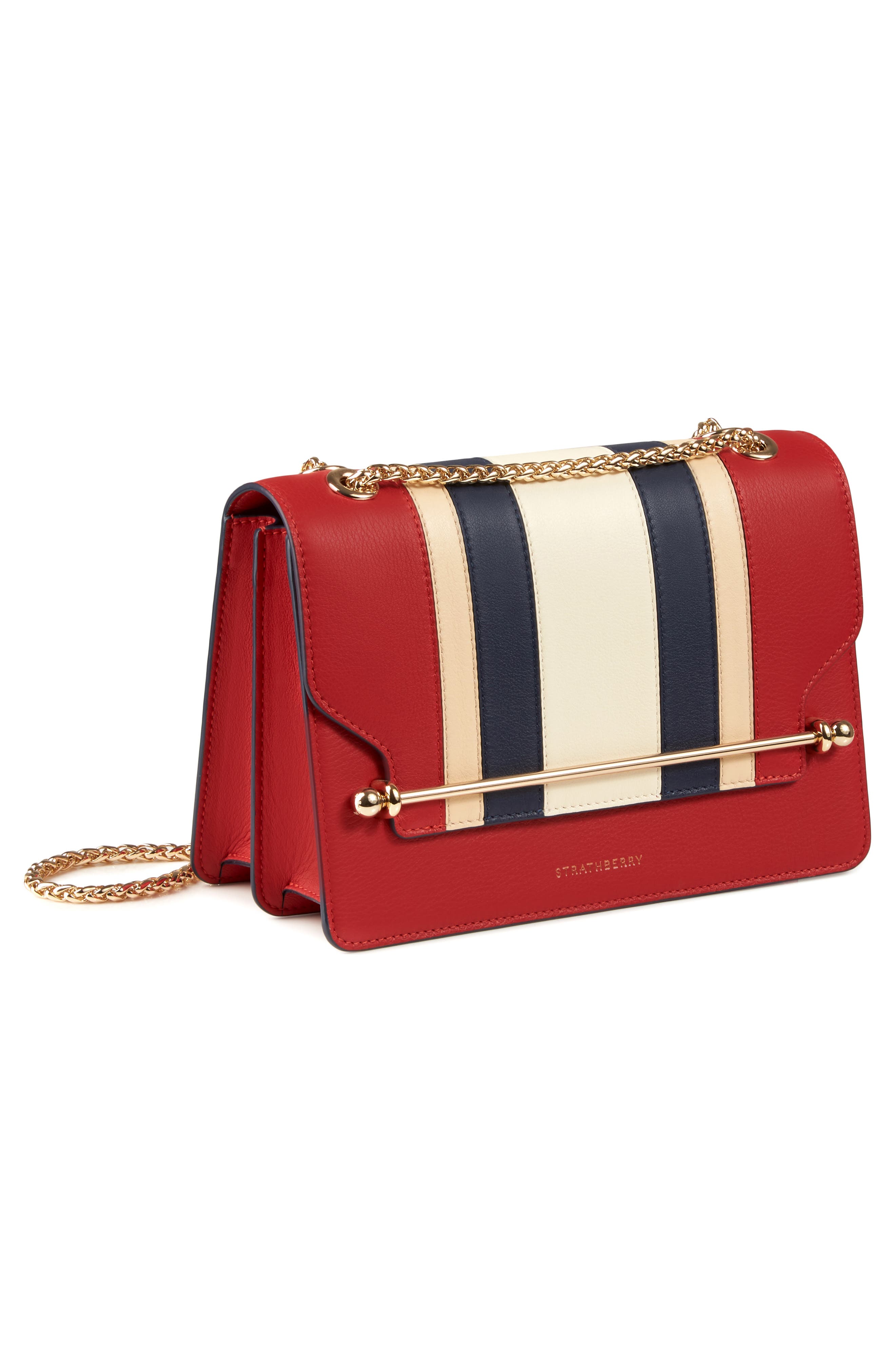 East/West Stripe Leather Crossbody Bag, Alternate, color, RUBY