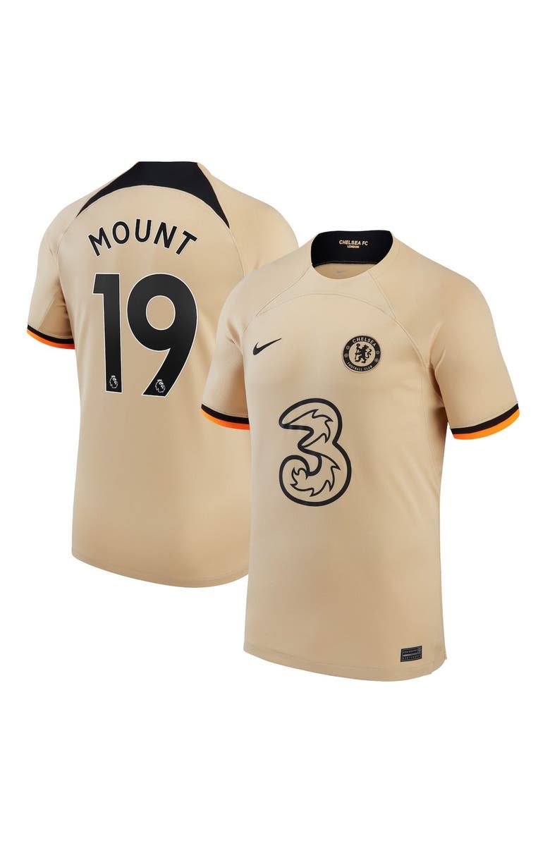 Nike Men's Nike Mason Mount Gold Chelsea 2022/23 Third Replica Player Jersey, Alternate, color, 