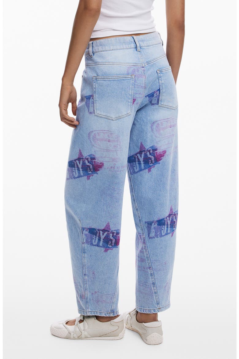 Print Boyfriend Barrel Leg Jeans, Alternate, color, MEDIUM BLUE