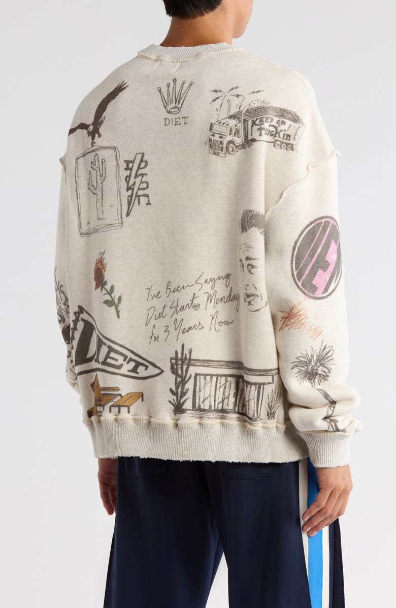 DIET STARTS MONDAY Doodle Graphic Sweatshirt, Alternate, color, Heather Grey