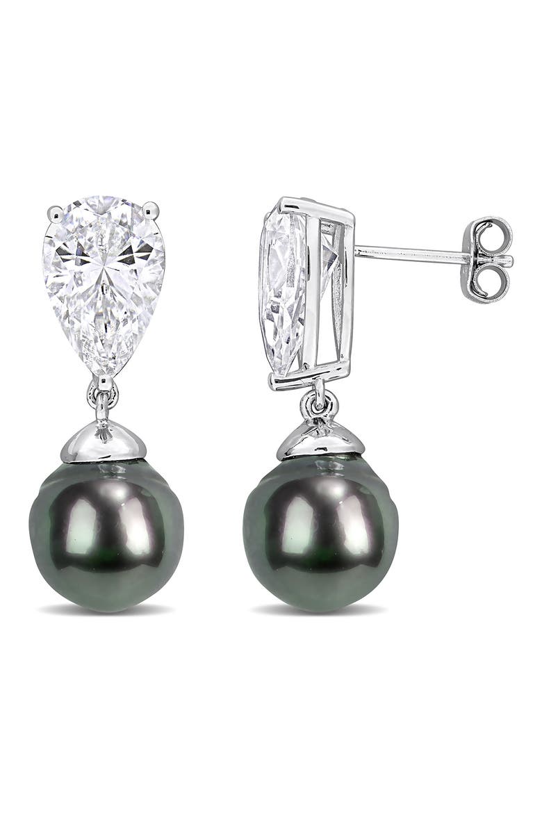Cultured Tahitian Pearl Drop Earrings, Main, color, BLACK
