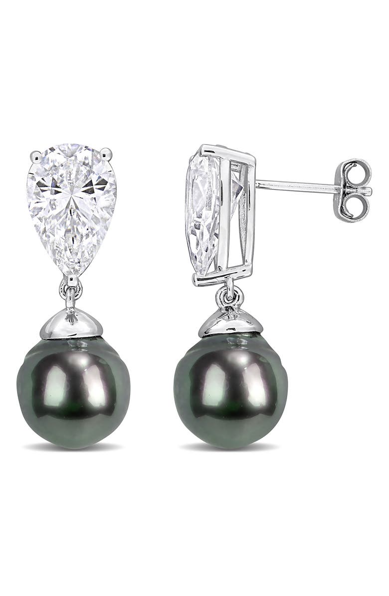 DELMAR Cultured Tahitian Pearl Drop Earrings, Main, color, Black