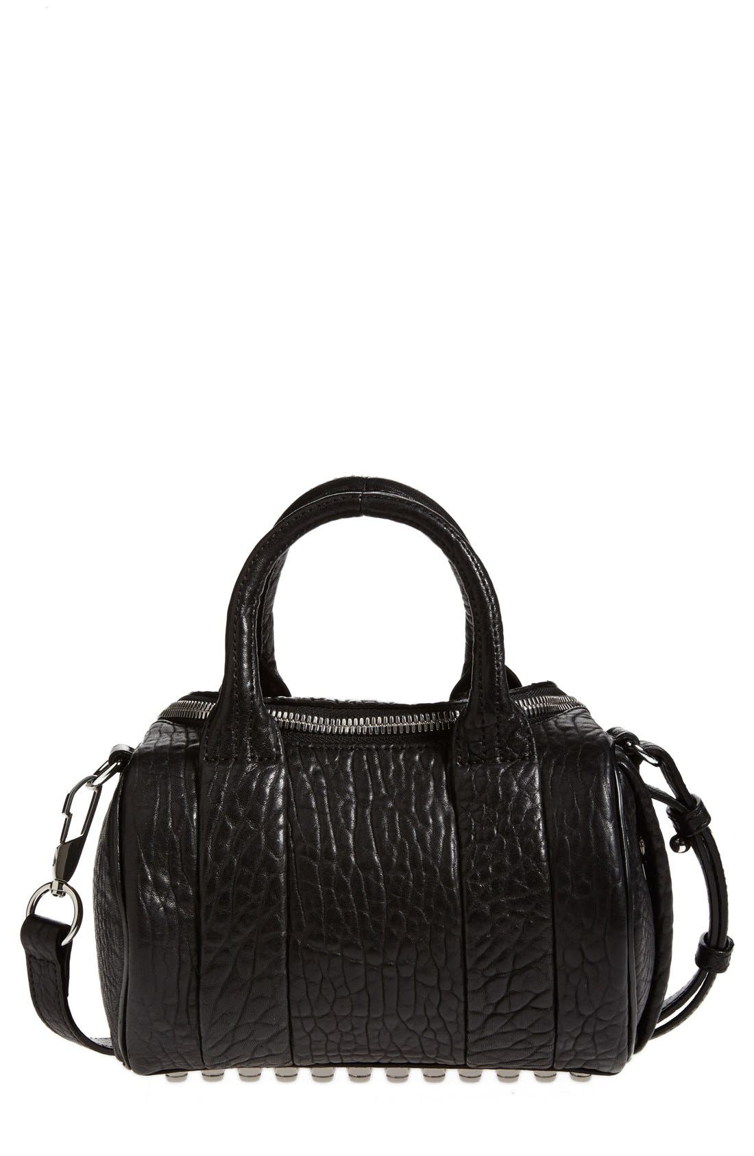 Alexander Wang 'Mini Rockie - Nickel' Leather Crossbody Satchel, Main, color, 