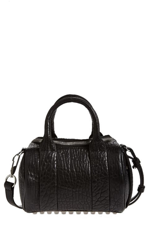 'Mini Rockie - Nickel' Leather Crossbody Satchel