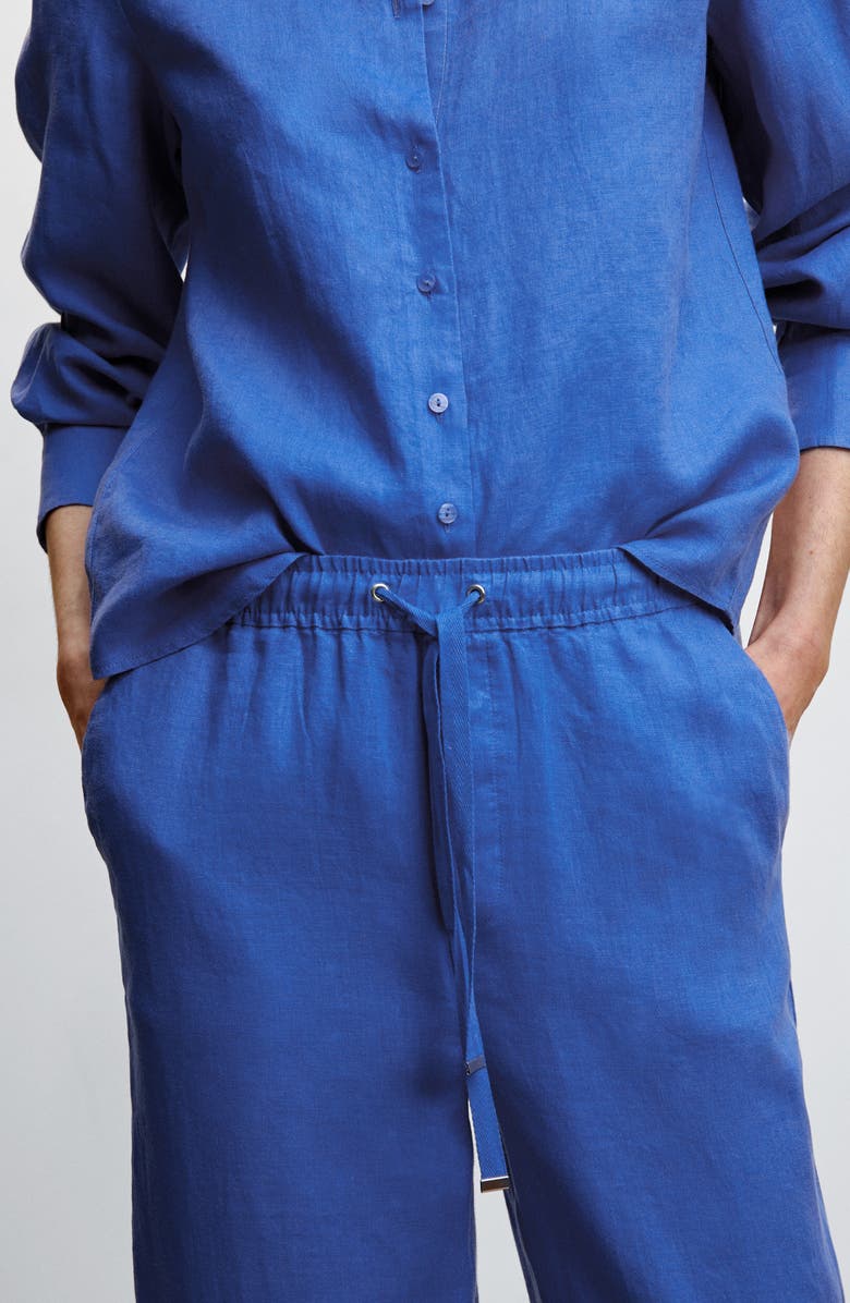 MANGO Drawstring Linen Pants, Alternate, color, 