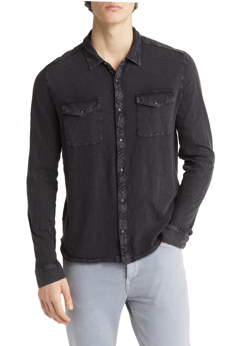 Arvon Cotton Snap-Up Western Shirt, Main, color, MINERAL BLK