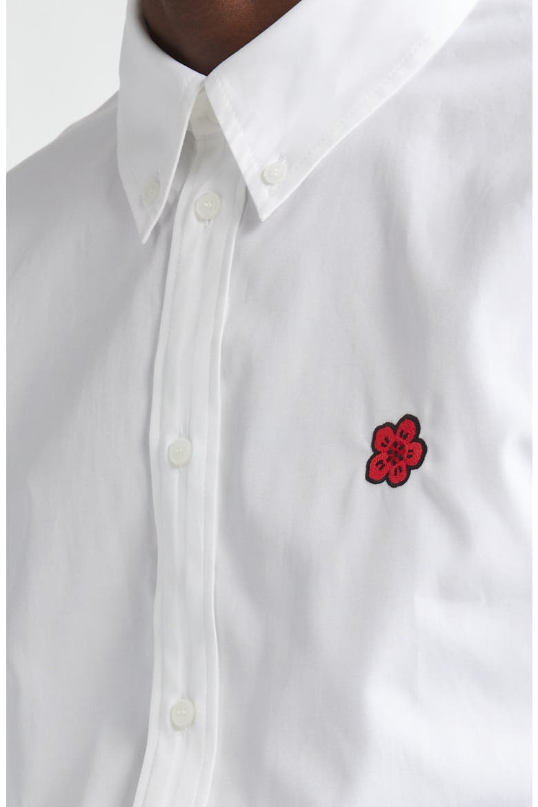 Boke Flower Embroidered Cotton Button-Down Shirt, Alternate, color, WHITE