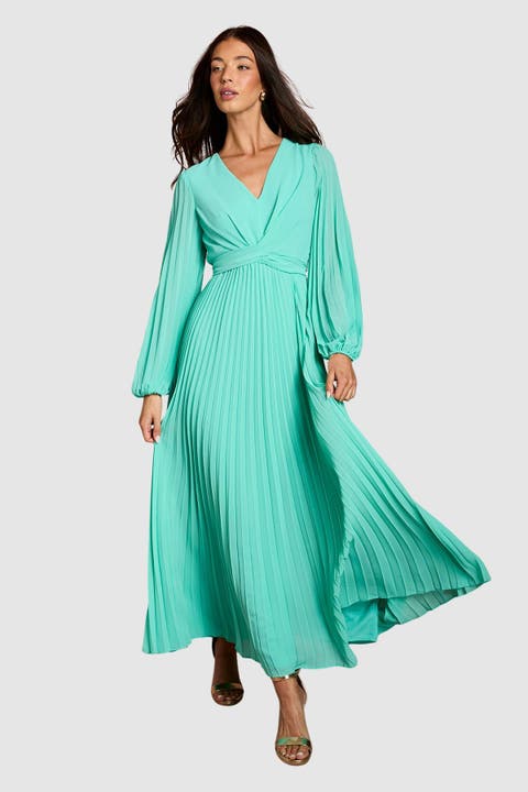 Pleated Wrap Dress