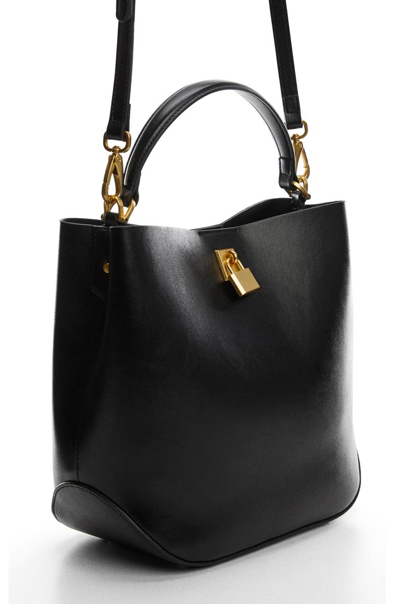 MANGO Padlock Faux Leather Shopper Bag, Alternate, color,