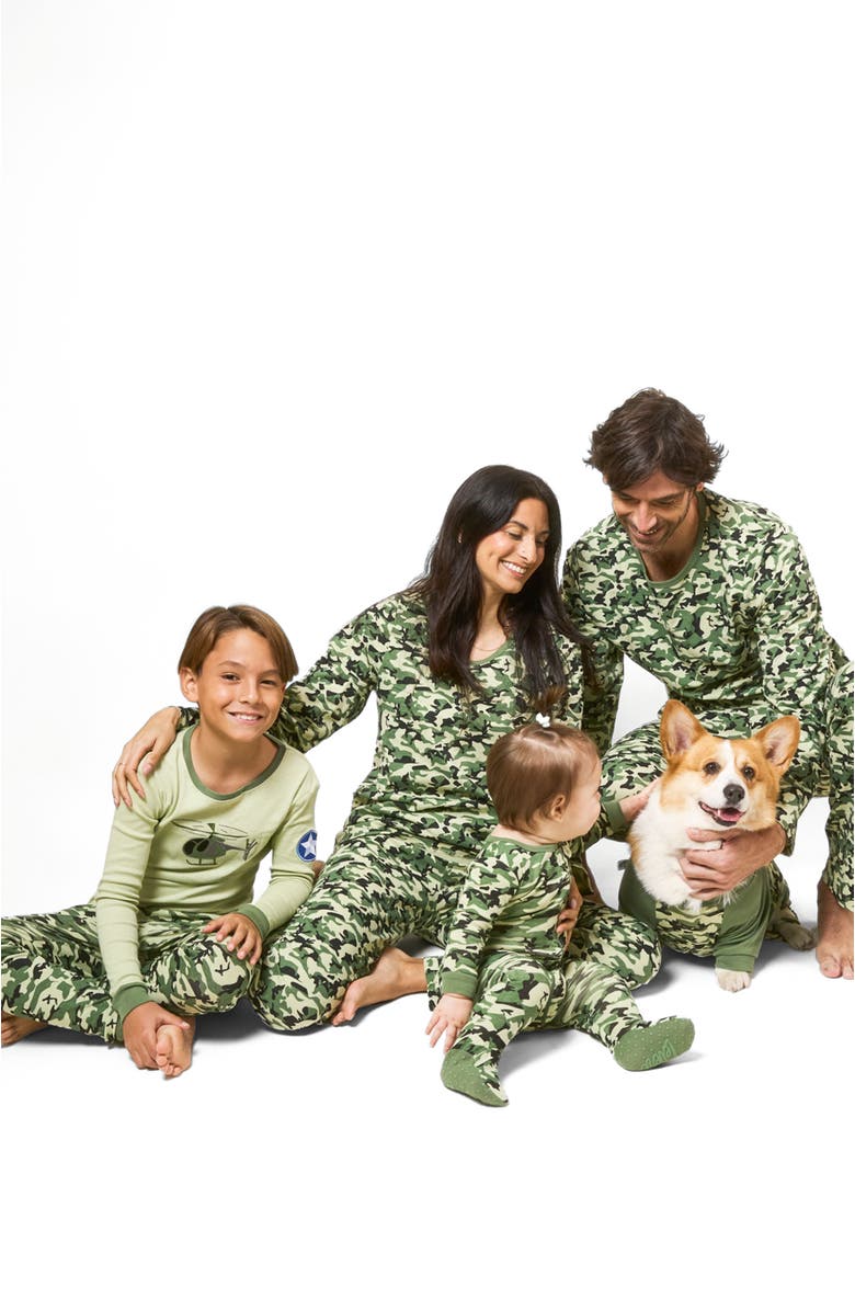 Leveret Footed Cotton Matching Family Pajamas, Whimsy & Fantasy Prints, Alternate, color, Camouflage