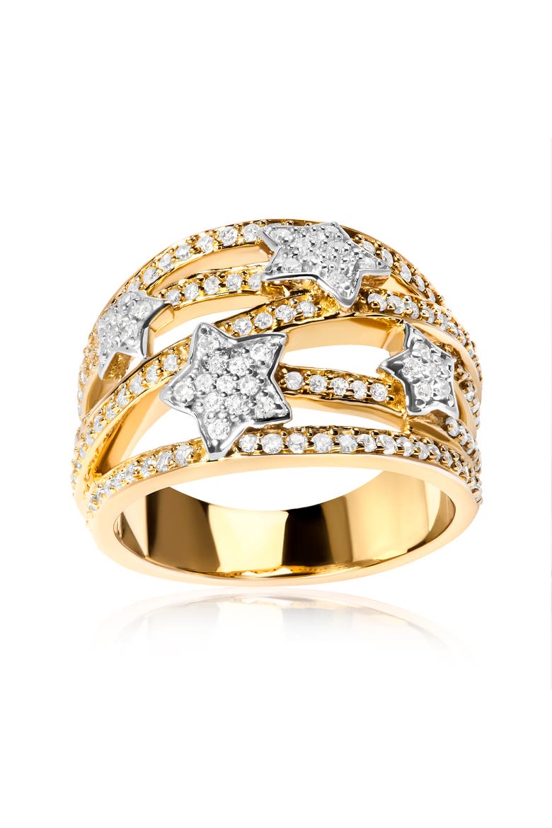 18K Yellow Gold Plated Silver 3/4 Cttw Diamond Star and Galaxy Ring Band, Alternate, color, Yellow Gold over Silver