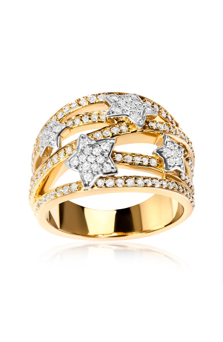 Haus of Brilliance 18K Yellow Gold Plated Silver 3/4 Cttw Diamond Star and Galaxy Ring Band, Alternate, color, Yellow Gold Over Silver