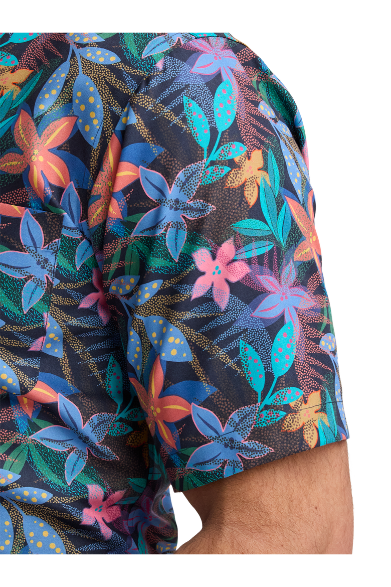 Cotton Buttondown Collar Poplin Slim Hemmed Sleeve Short Sleeve Shirt, Alternate, color, Blue Multi