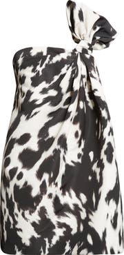 Oscar de la Renta Cow Print Strapless Cocktail Dress