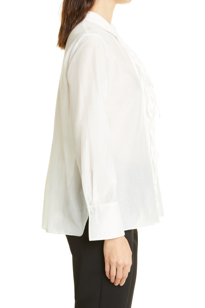 Paula Fringe Placket Cotton & Silk Blouse, Alternate, color, WHITE
