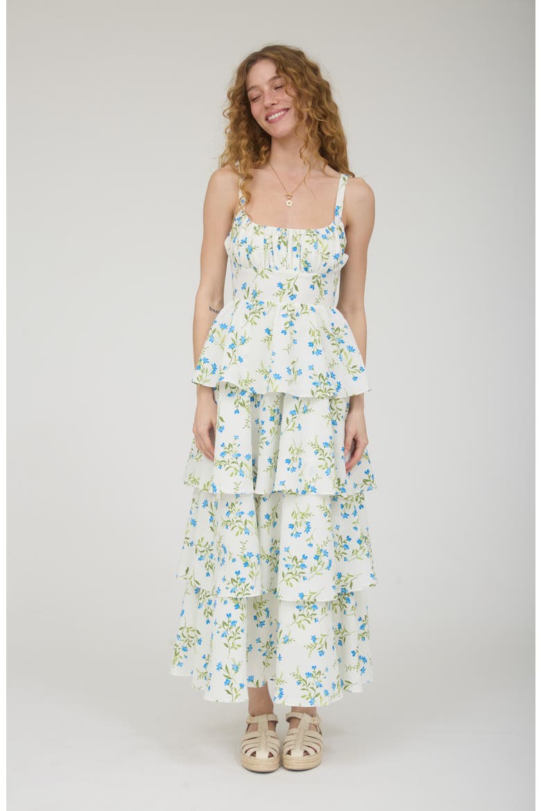 Back Bow Sleeveless Tiered Maxi Dress, Alternate, color, BLUE MULTI