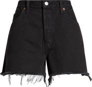Re/Done The Breezy Frayed Hem Denim Shorts