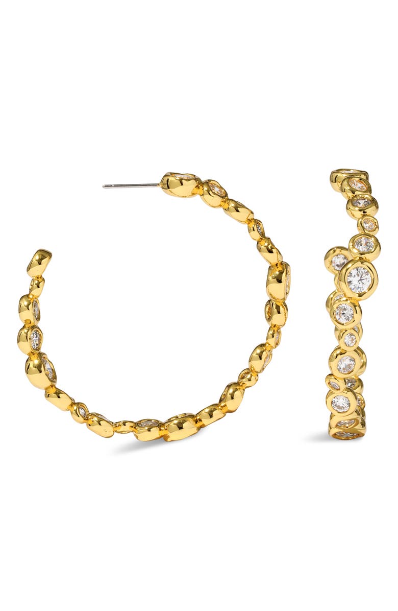 Alexis Bittar Large Asterales Cubic Zirconia Inside Out Hoop Earrings, Alternate, color, Gold/ Stones