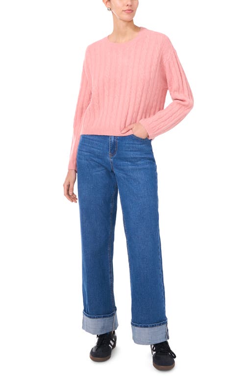1.state Mixed Stitch Crewneck Sweater In Rosette
