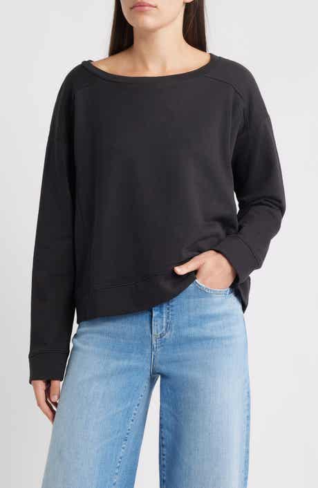 Eileen Fisher Ballet Neck Boxy Organic Cotton Sweatshirt