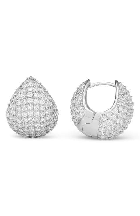 Norah Pavé Teardrop Huggie Hoop Earrings