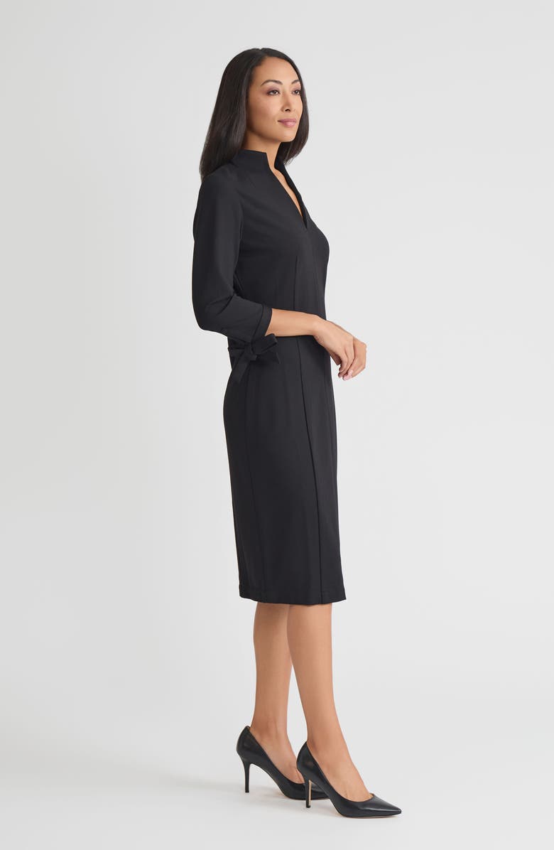 Misook LuxeStretch Ponte Tie Sleeve Sheath Dress, Alternate, color, Black