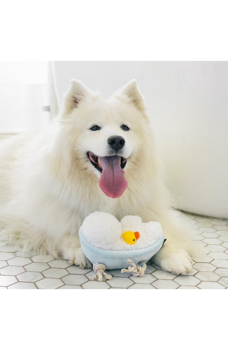 P.L.A.Y. Splish Splash Rubadub Tub, Plush Dog Toy, Crinkle & Crunchy Bottle, Alternate, color, Multicolored