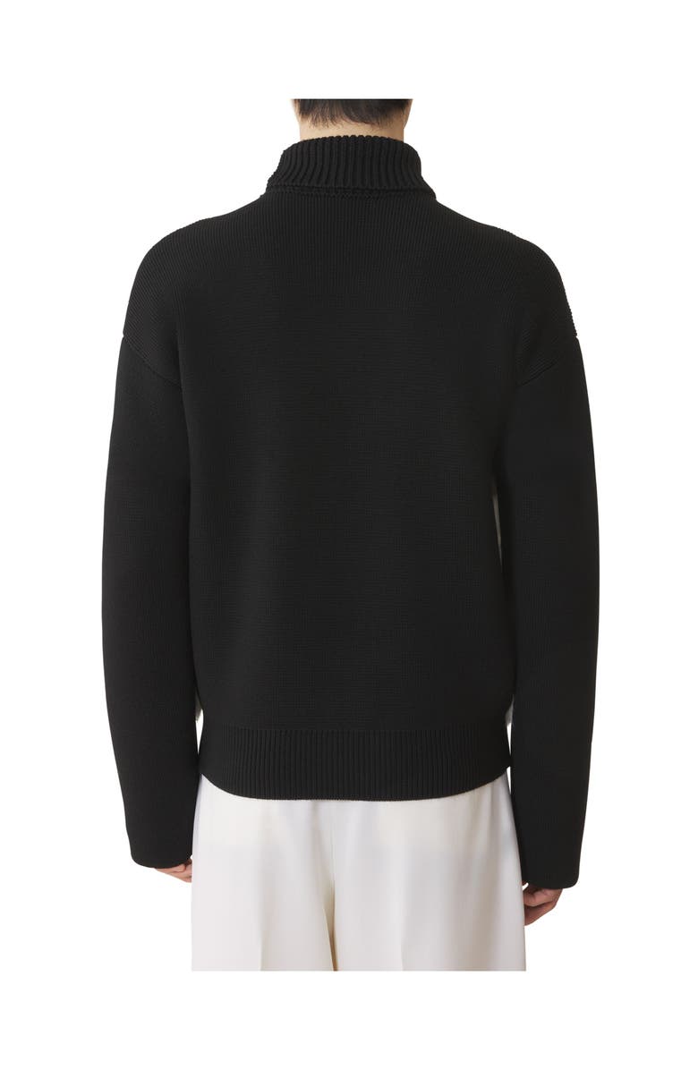 Lanvin Wool And Leather Intarsia Turtleneck Sweater, Alternate, color,