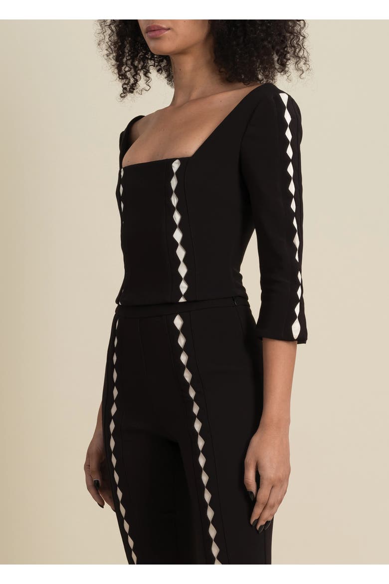 Leo Structured Sateen Cutout Top, Alternate, color, Black Champagne