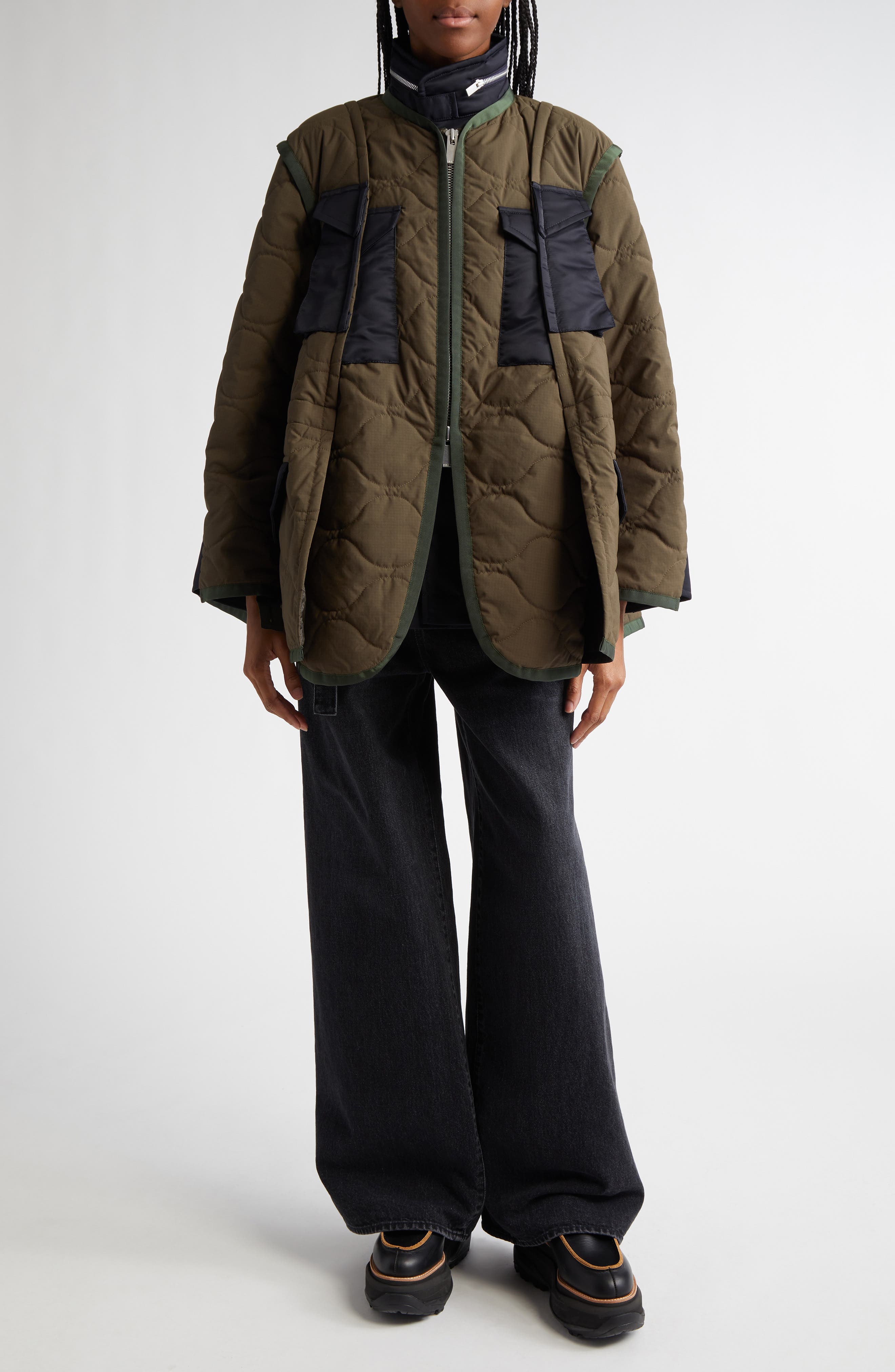 Sacai Quilted Ripstop Coat (Women) | Nordstrom