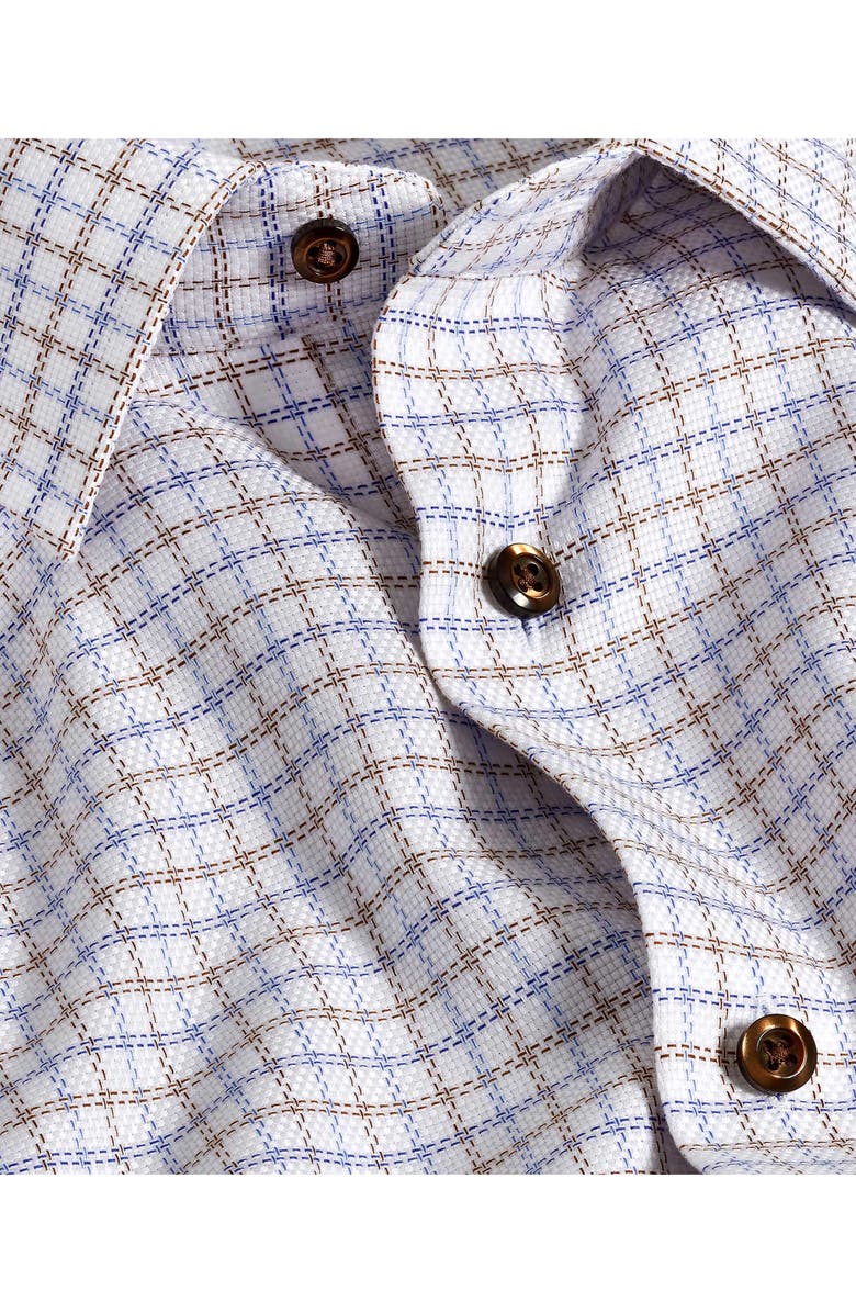 David Donahue Trim Fit Check Cotton Dobby Dress Shirt, Alternate, color, Blue/ Chocolate