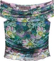Desigual Off the Shoulder Stretch Mesh Top