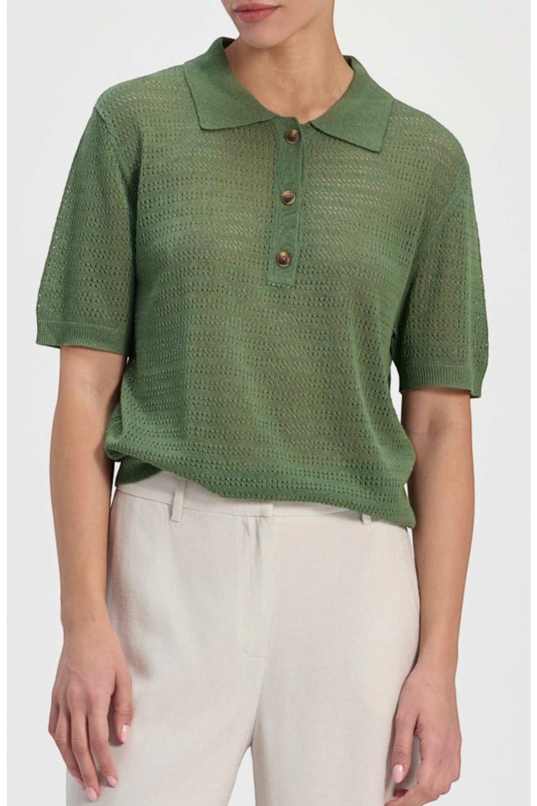 Knit Polo Top, Main, color, Emerald Green