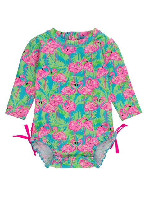 Baby Girls Tropical Long Sleeve UPF50+ One Piece Rash Guard