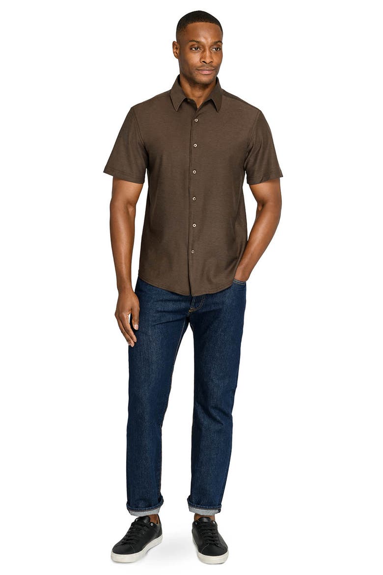 Solid Mapleton Luxe Cross Dyed Short Sleeve Shirt, Alternate, color, BROWN