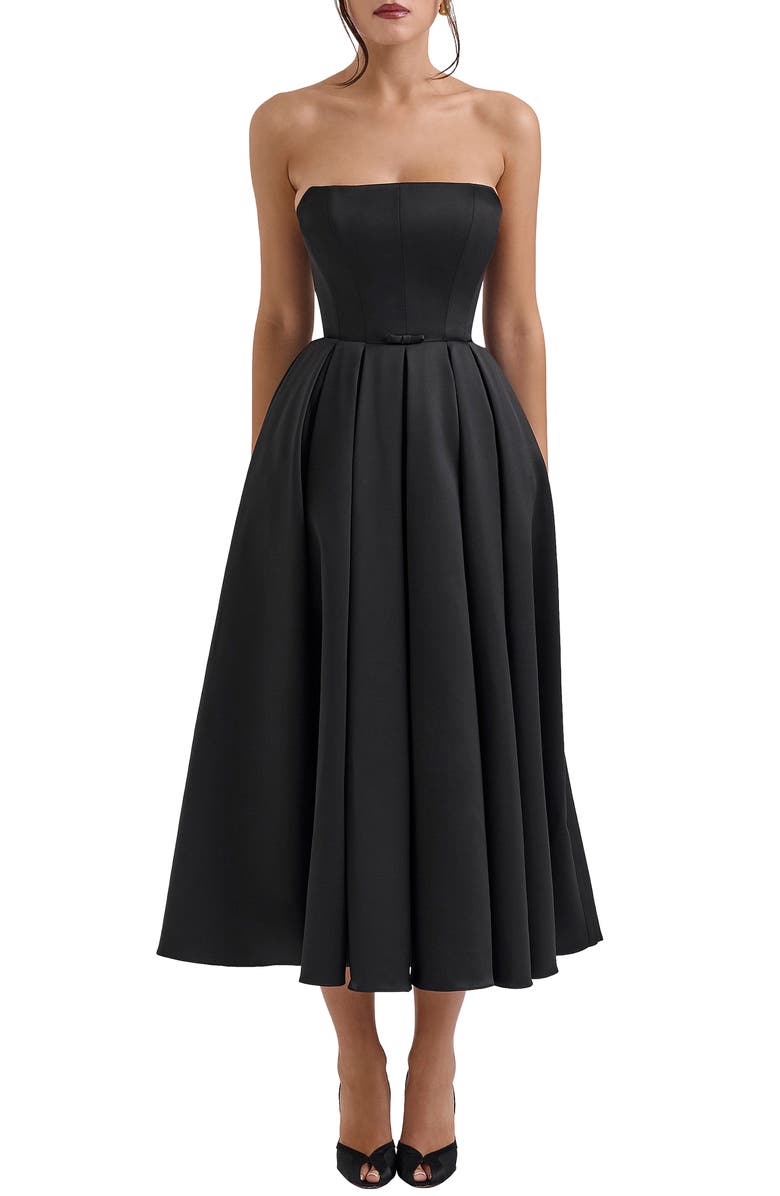 HOUSE OF CB Audrey Strapless Fit & Flare Dress, Main, color, Black