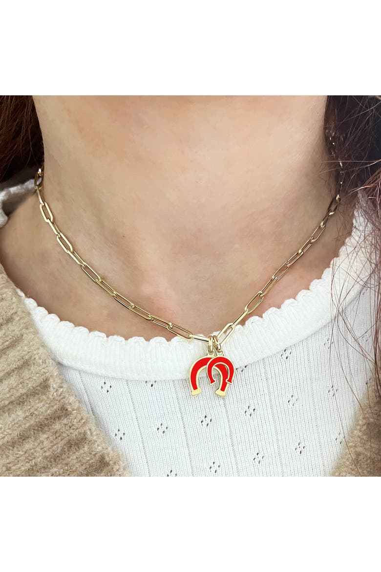 Coral Horseshoe Charm, Alternate, color, Coral