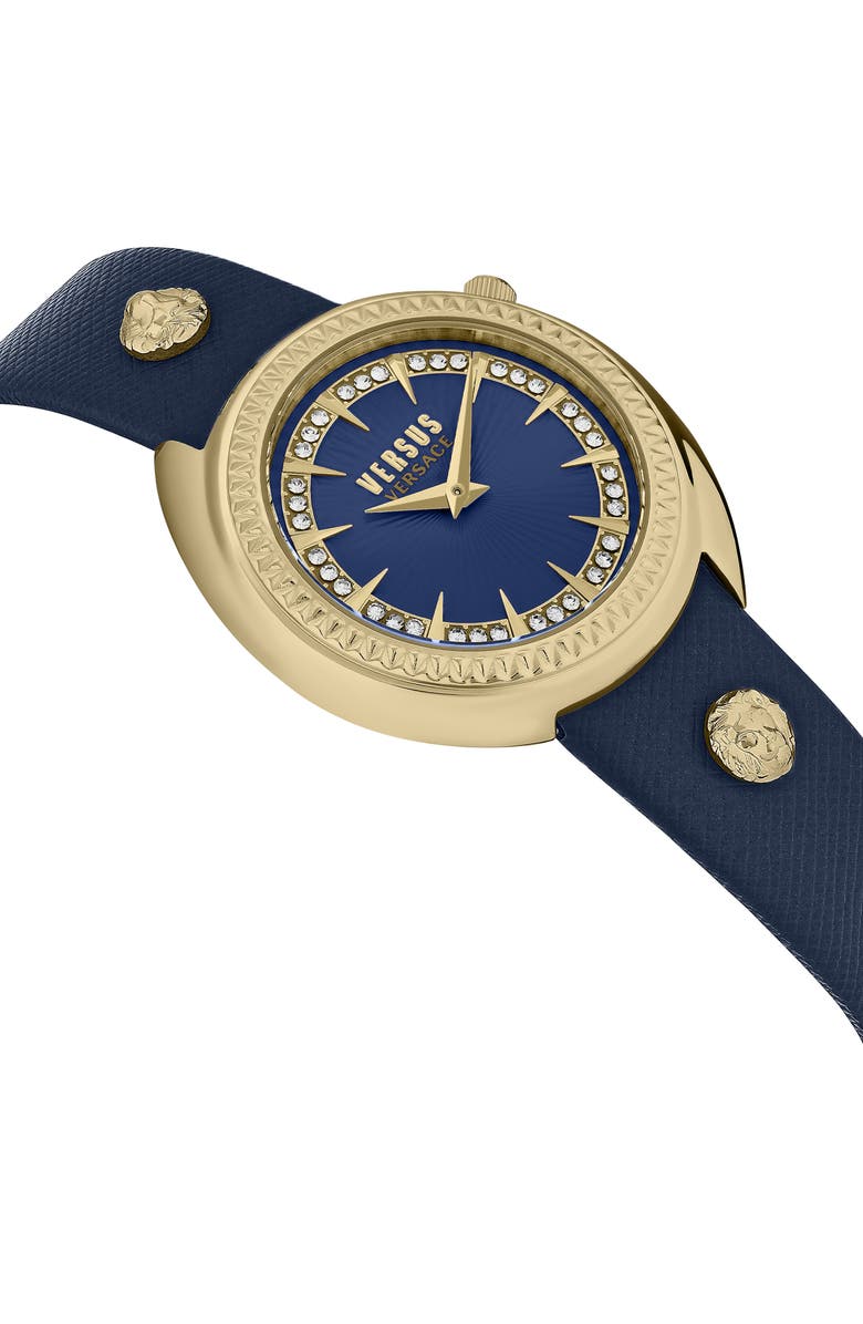 VERSUS Versace Tortona Leather Strap Watch, 38mm, Alternate, color, Ip Yellow Gold