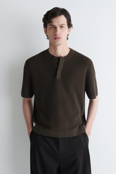 Knitted Linen Henley T-shirt