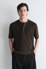 COS Knitted Linen Henley T-shirt