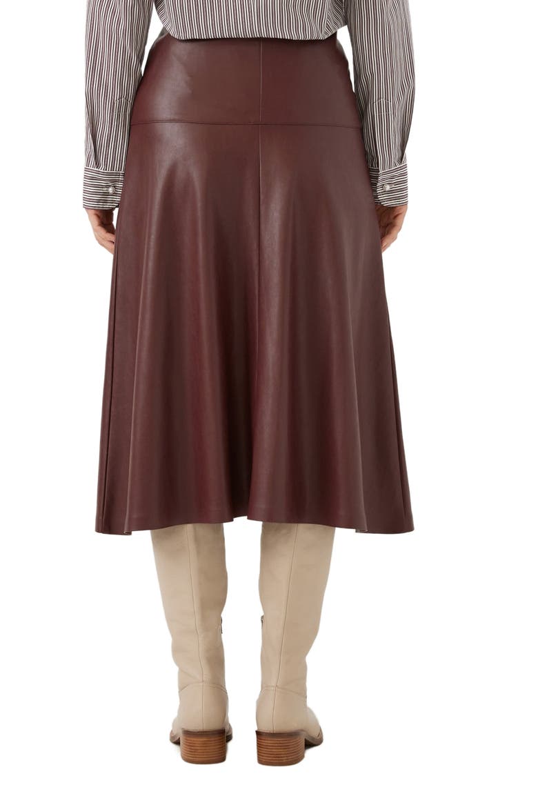Faux Leather Midi Skirt, Alternate, color, WINE