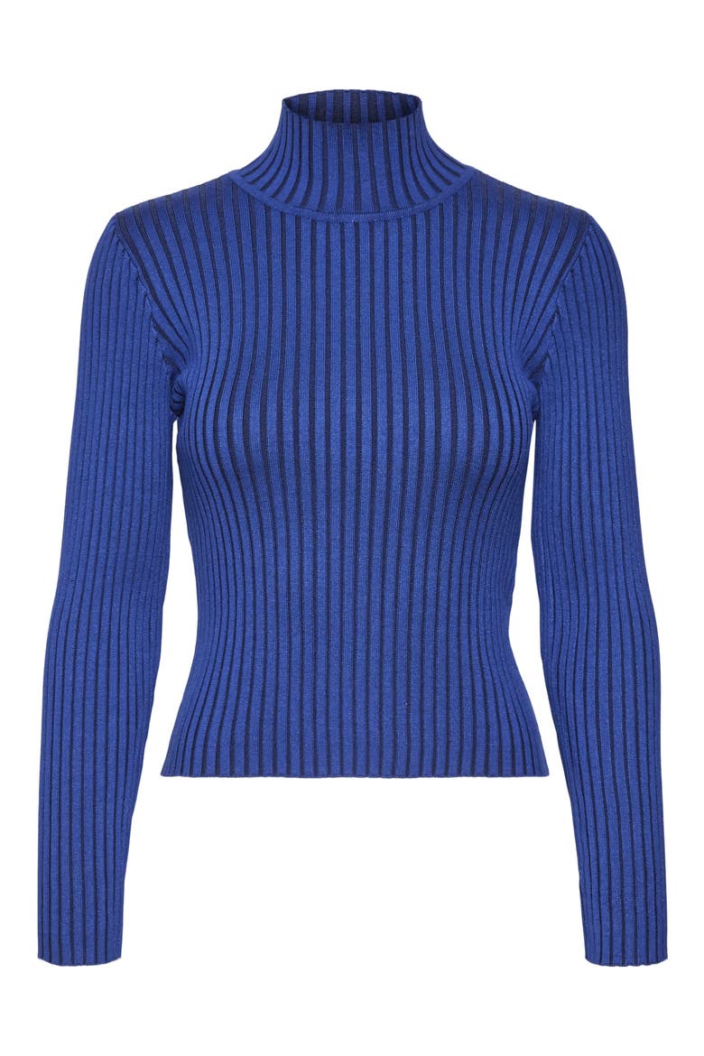 Willow Rib Turtleneck Sweater, Main, color, SODALITE BLUE STRIPE W BLACK